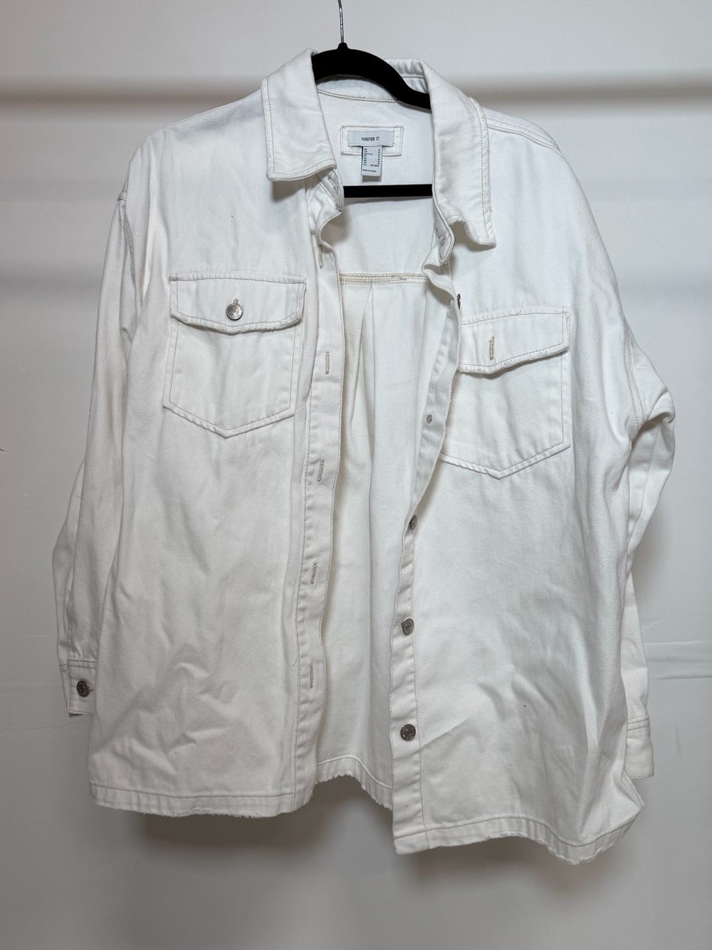 Forever 21 White Oversized Denim Jacket